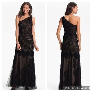 Adrianna Papell One shoulder tulle mermaid gown